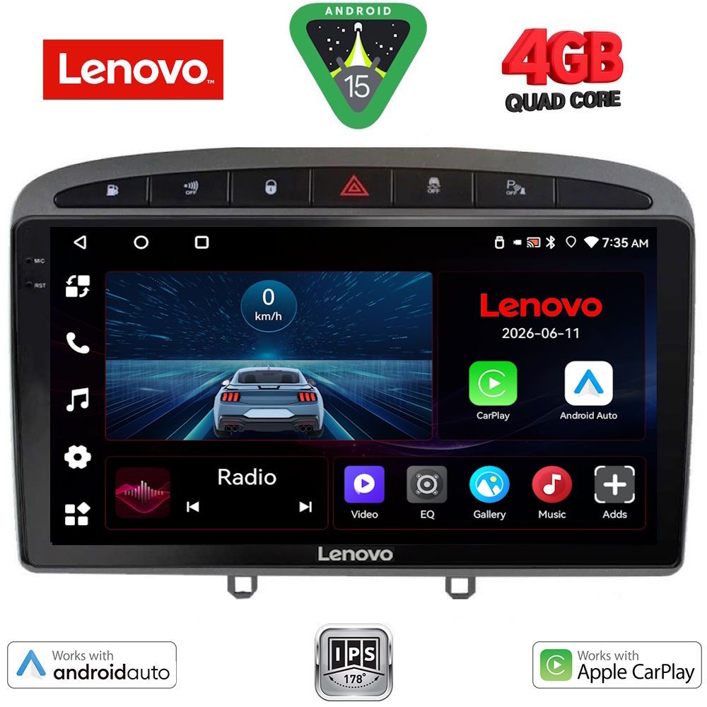 LENOVO LVE 8513GR_CPAA (9inc) MULTIMEDIA TABLET for PEUGEOT 308 mod.2007-2012 - RCZ mod.2009-2015 (GREY)