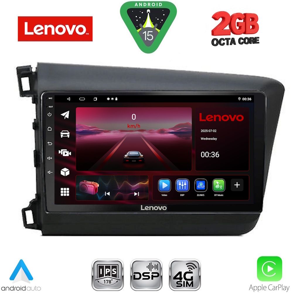 LENOVO LVF 51904D_CPA (9inc) MULTIMEDIA TABLET for HONDA CIVIC 4Doors mod. 2012-2016