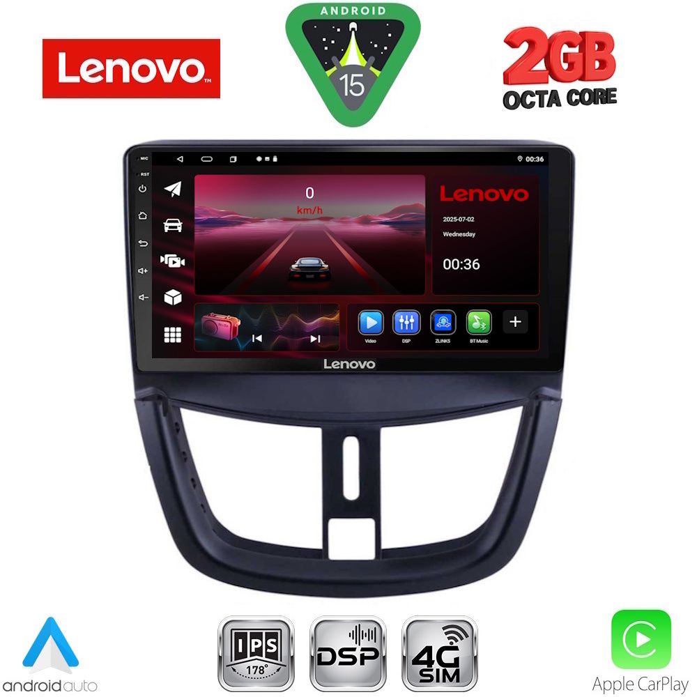LENOVO LVF 5507_CPA (9inc) MULTIMEDIA TABLET for PEUGEOT 207 mod. 2007-2014