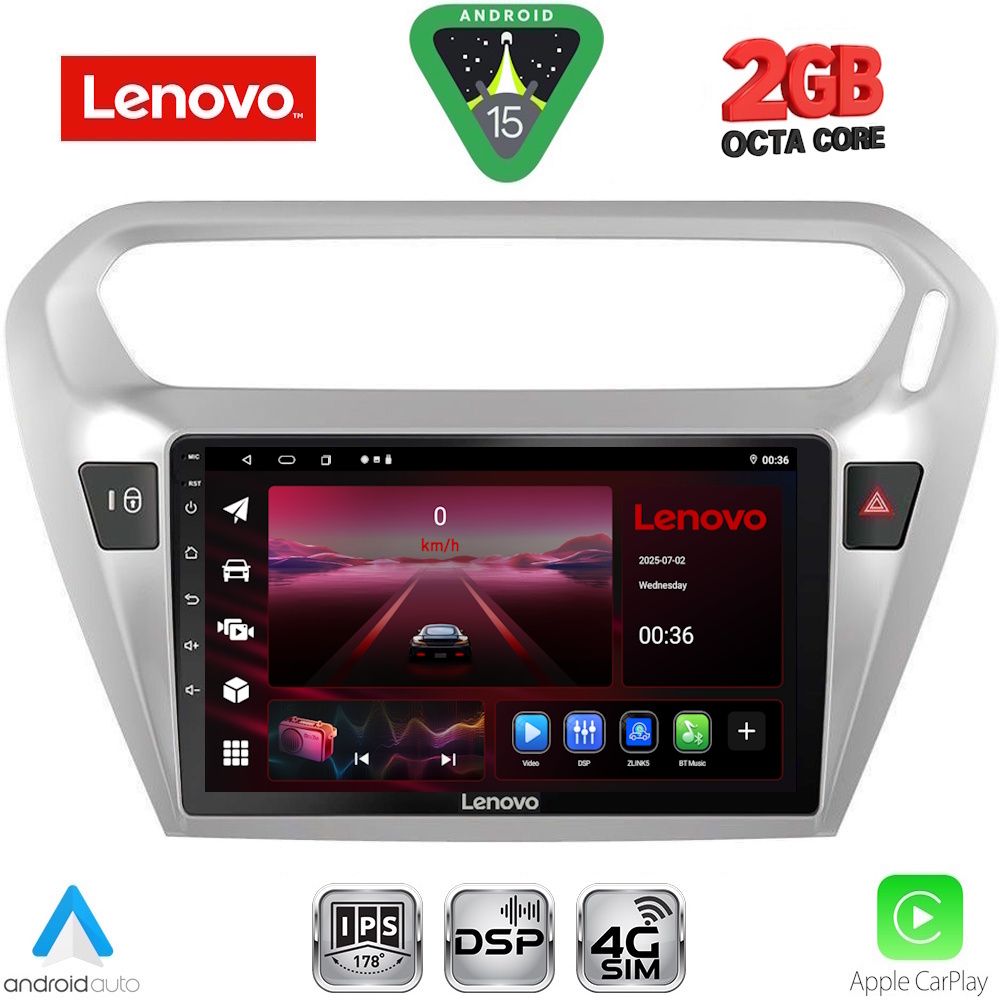 LENOVO LVF 5511SL_CPA (9inc) MULTIMEDIA TABLET for CITROEN ELYSEE – PEUGEOT 301 mod. 2013-2026 (SILVER)