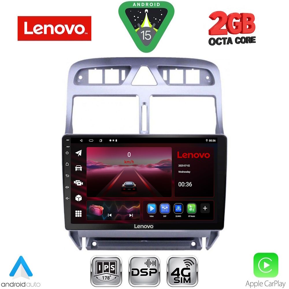 LENOVO LVF 5512_GPS (9inc) MULTIMEDIA TABLET for PEUGEOT 307 mod. 2001-2008
