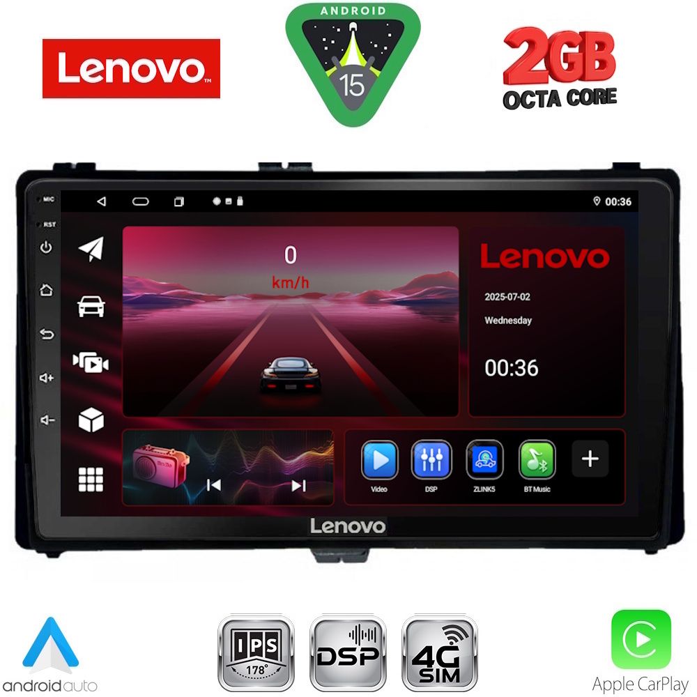 LENOVO LVF 5703_CPA (9inc) MULTIMEDIA TABLET for TOYOTA AURIS mod. 2015-2021 – AYGO X mod. 2022-2026 – COROLLA mod. 2017-2019