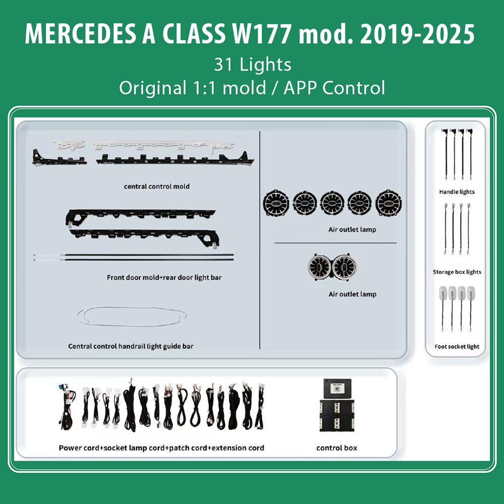 DIQ AMBIENT MERCEDES A BC14M3 (Digital iQ Ambient Light Kit for MERCEDES A CLASS W177 mod. 2019-2025