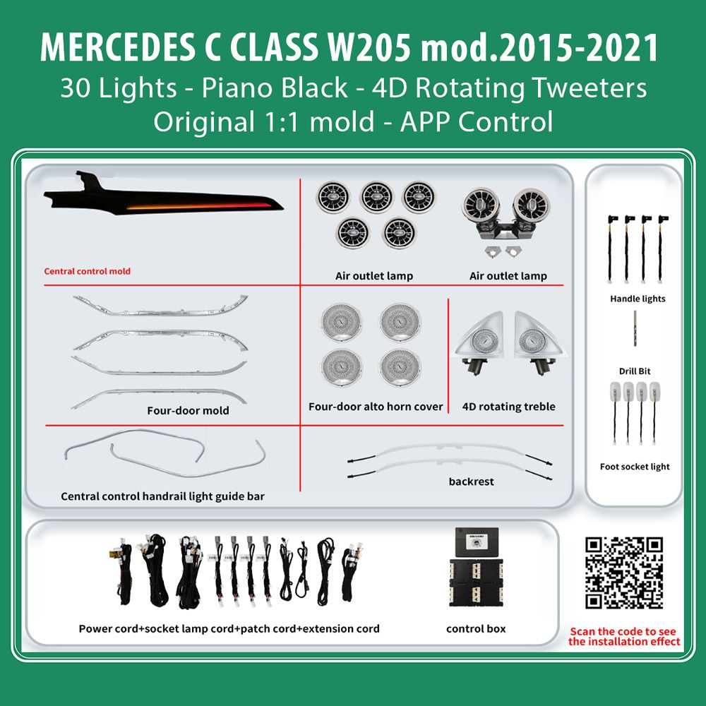 DIQ AMBIENT MERCEDES C BC10M7 (Digital iQ Ambient Light for Mercedes C (W205) mod. 2015-2021 with 30 Lights