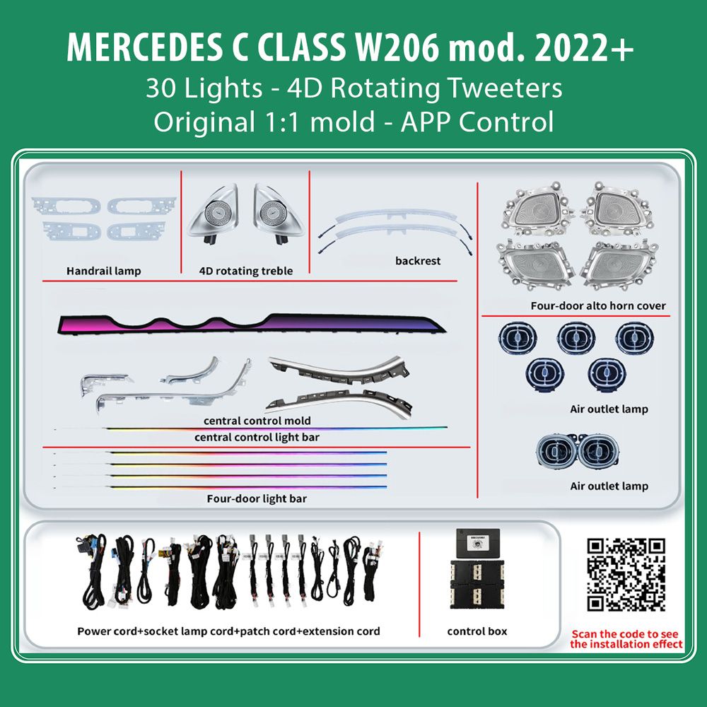 DIQ AMBIENT MERCEDES C BC08M9 (Digital iQ Ambient Light for Mercedes C (W206) mod. 2022+ with 30 Lights)