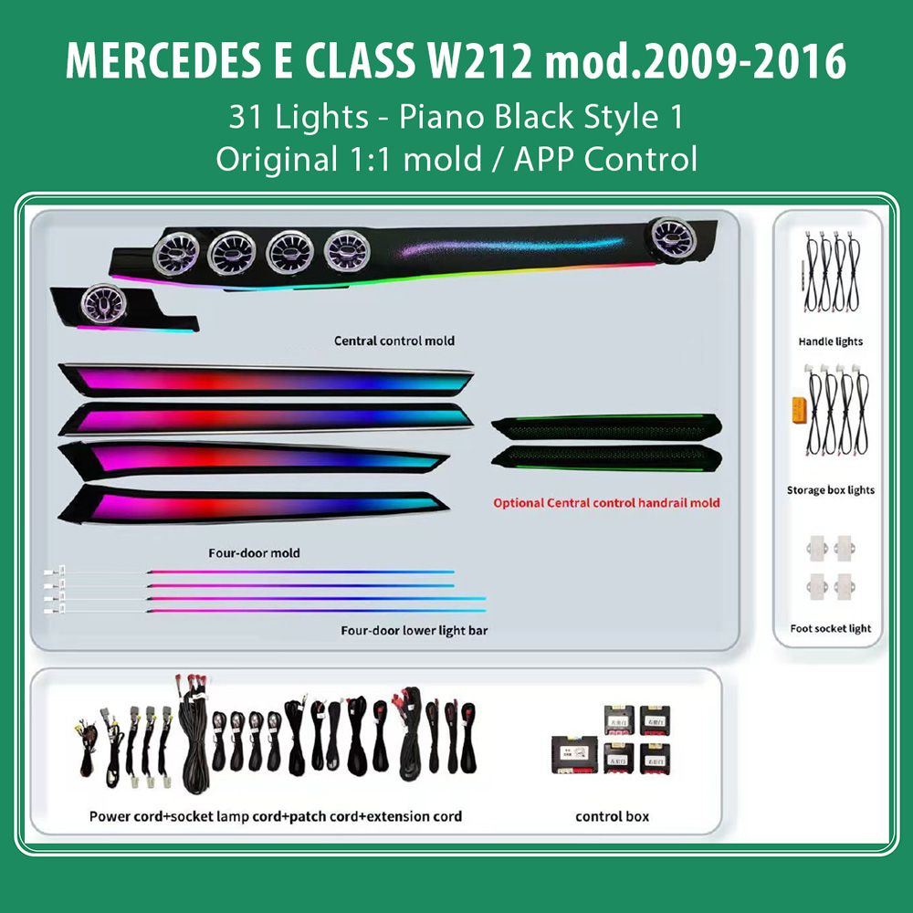 DIQ AMBIENT MERCEDES E (W212) BW212S1 (Digital iQ Ambient Light for Mercedes E (W212) mod. 2009-2016 with 31 Lights Style 1)