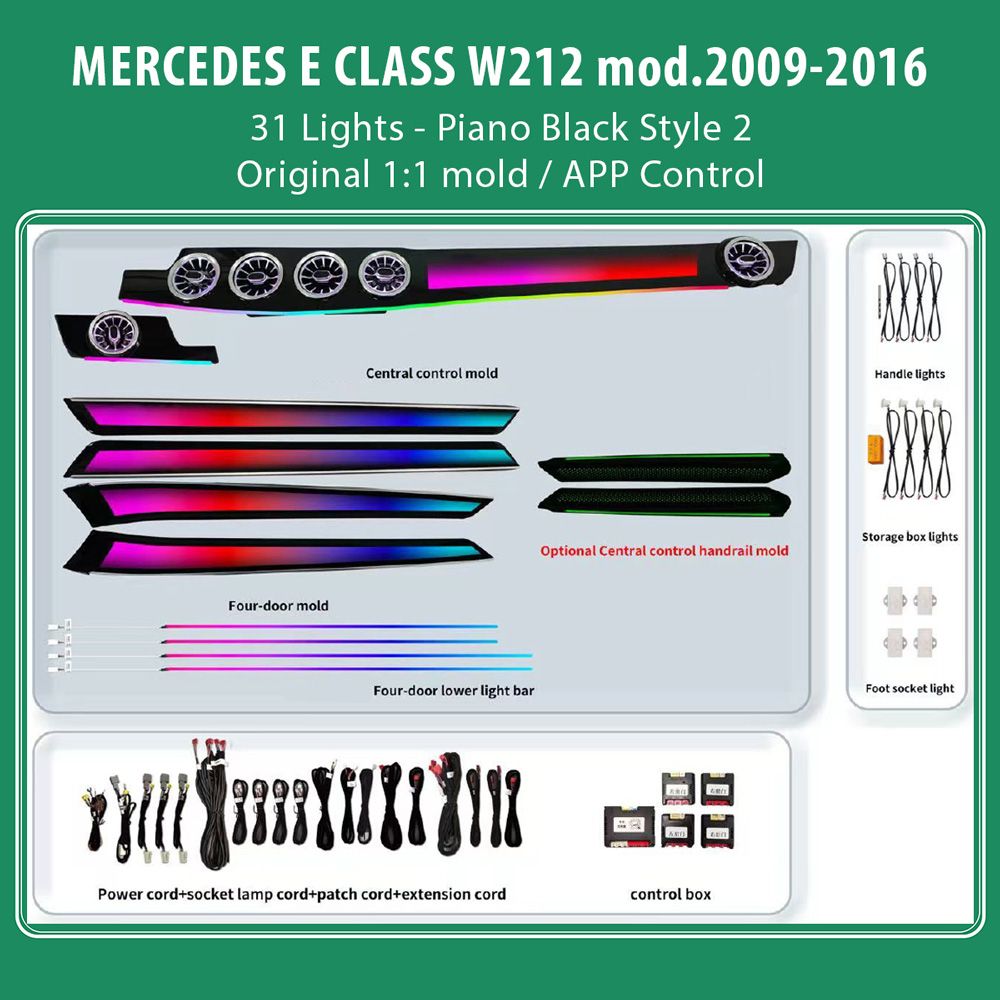 DIQ AMBIENT MERCEDES E (W212) BW212S2 (Digital iQ Ambient Light for Mercedes E (W212) mod. 2009-2016 with 31 Lights Style 2)