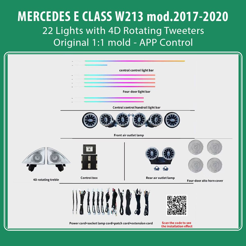 DIQ AMBIENT MERCEDES E (W213) BC07M5 (Digital iQ Ambient Light for Mercedes E (W213) mod. 2017-2020 with 22 Lights)