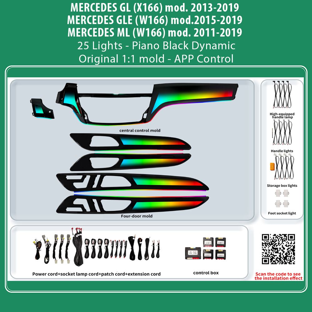 DIQ AMBIENT MERCEDES BC05D (Digital iQ Ambient Light for Mercedes GL - GLE - ML mod. 2011-2019 with 25 Lights)