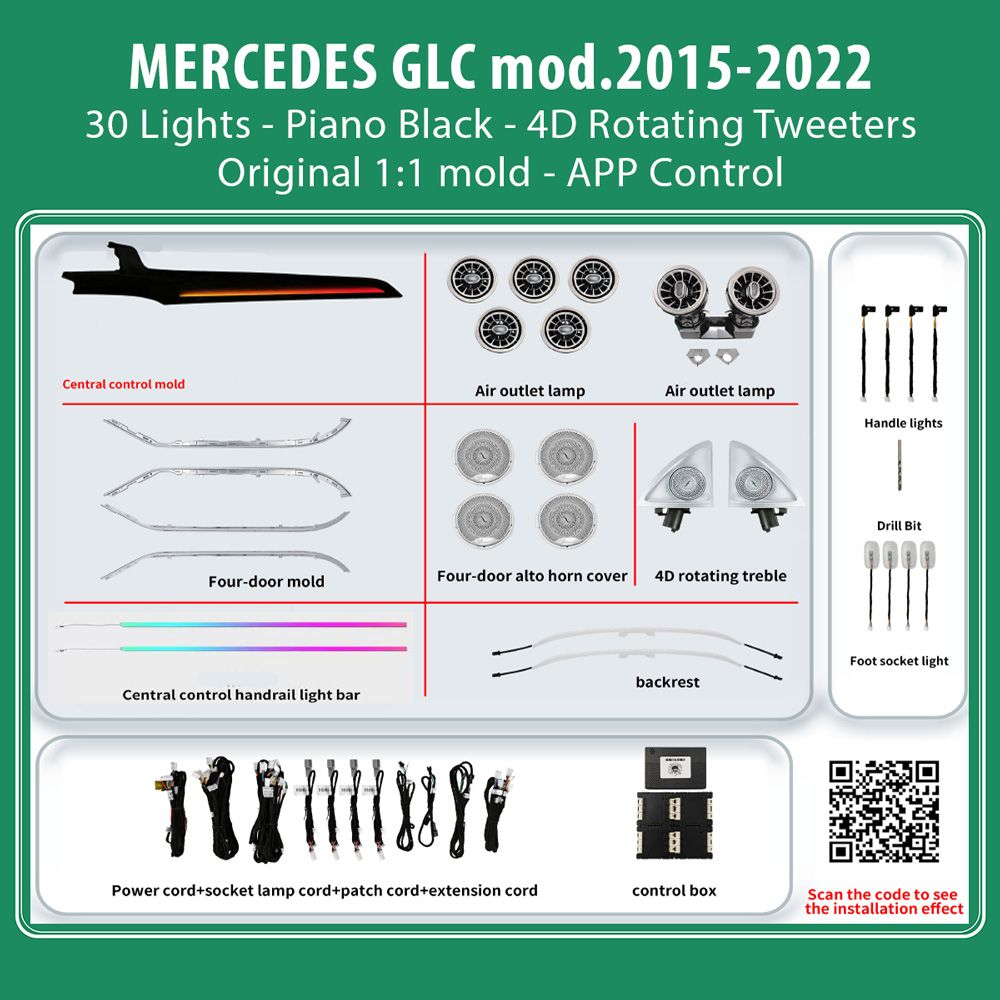 DIQ AMBIENT MERCEDES GLC BGLC10D7 (Digital iQ Ambient Light for Mercedes GLC (X253) mod. 2015-2022 with 30 Lights