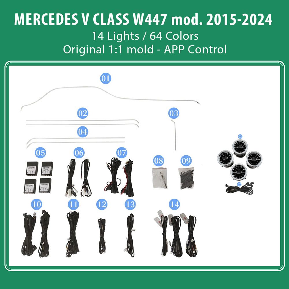 DIQ AMBIENT MERCEDES V CLASS CKCP (Digital iQ Ambient Light Kit MERCEDES V CLASS (W447) mod. 2015-2024)