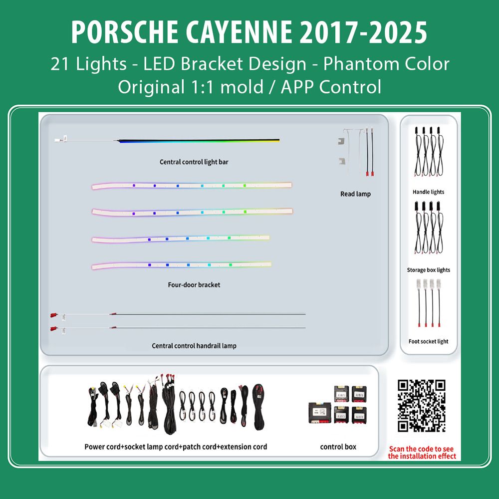 DIQ AMBIENT PORSCHE CAYENNE BSJ02M (Digital iQ Ambient Light for Porsche Cayenne mod. 2017-2025 with 21 Lights