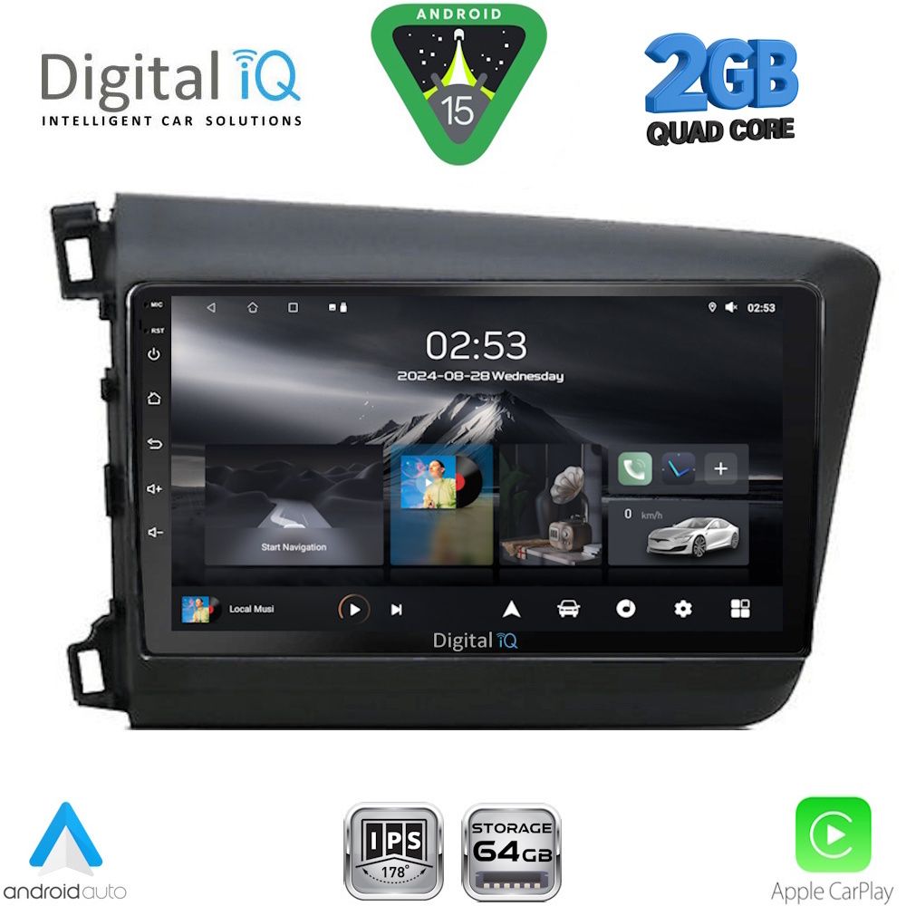 DIGITAL IQ RSD 11904D_CPA (9inc) MULTIMEDIA TABLET for HONDA CIVIC 4Doors mod. 2012-2016