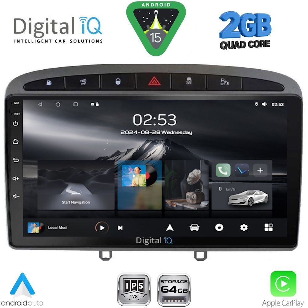 DIGITAL IQ RSD 1513GR_CPA (9inc) MULTIMEDIA TABLET for PEUGEOT 308 mod.2007-2012 - RCZ mod.2009-2015 (GREY)