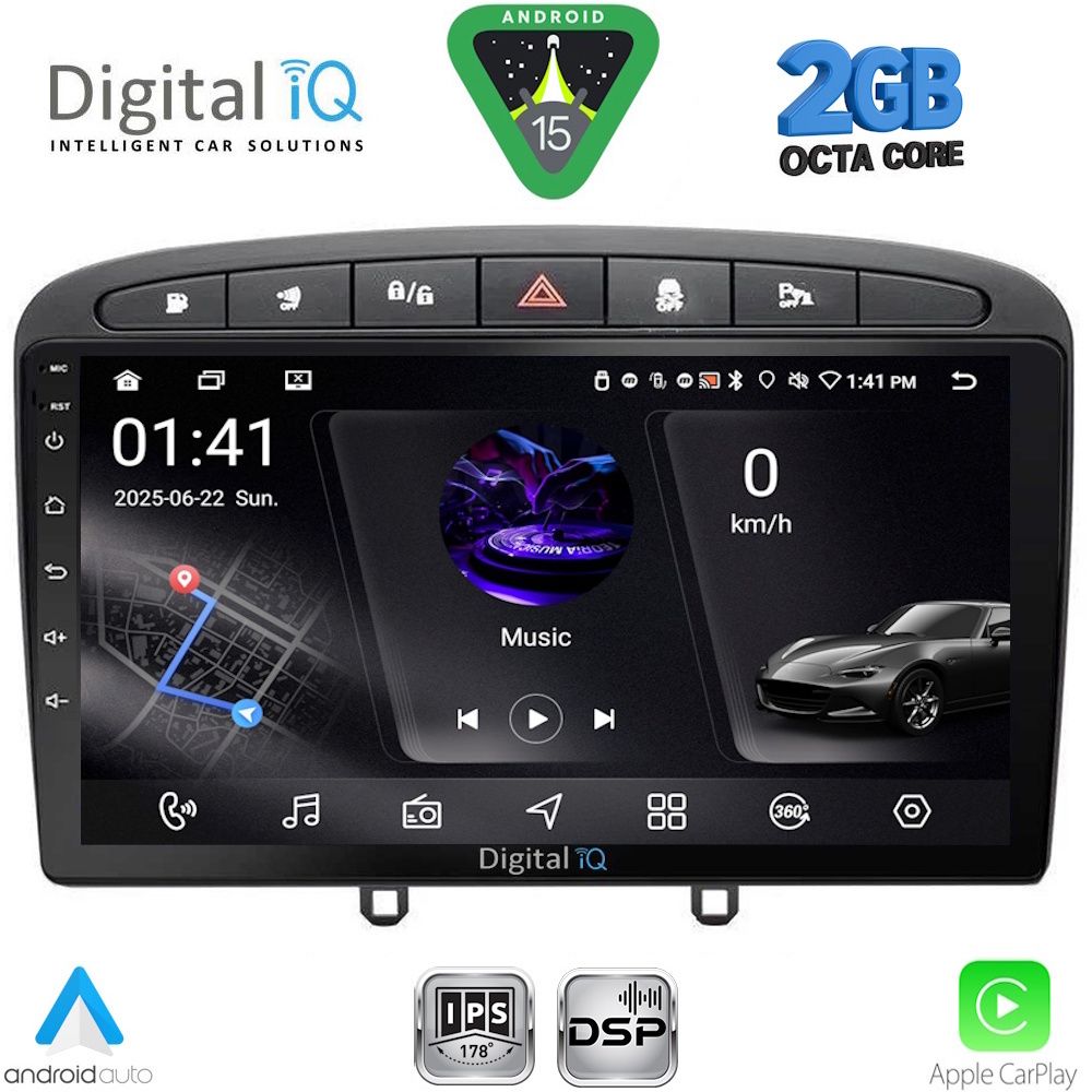DIGITAL IQ RSF 4513BL_CPA (9inc) MULTIMEDIA TABLET for PEUGEOT 308 mod.2007-2012 - RCZ mod.2009-2015 (BLACK)