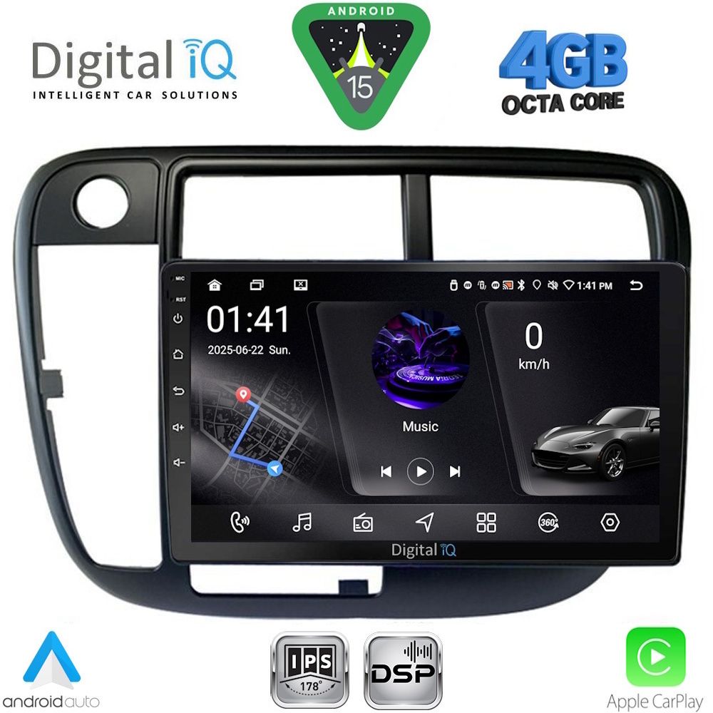 DIGITAL IQ RSG 6186_CPA CLIMA (9inc) MULTIMEDIA TABLET for HONDA CIVIC mod. 1995-2001