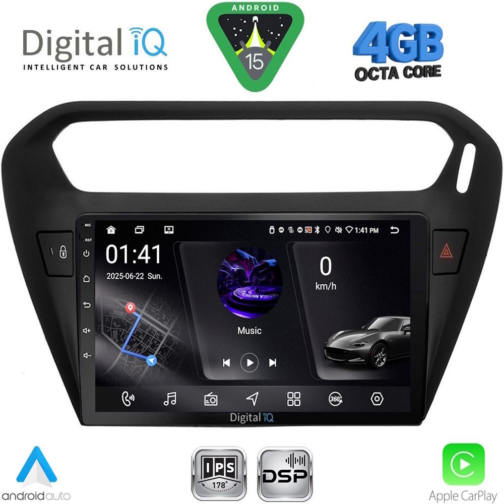 DIGITAL IQ RSG 6511BL_CPA (9inc) MULTIMEDIA TABLET for CITROEN ELYSEE – PEUGEOT 301 mod. 2013-2026 (BLACK)