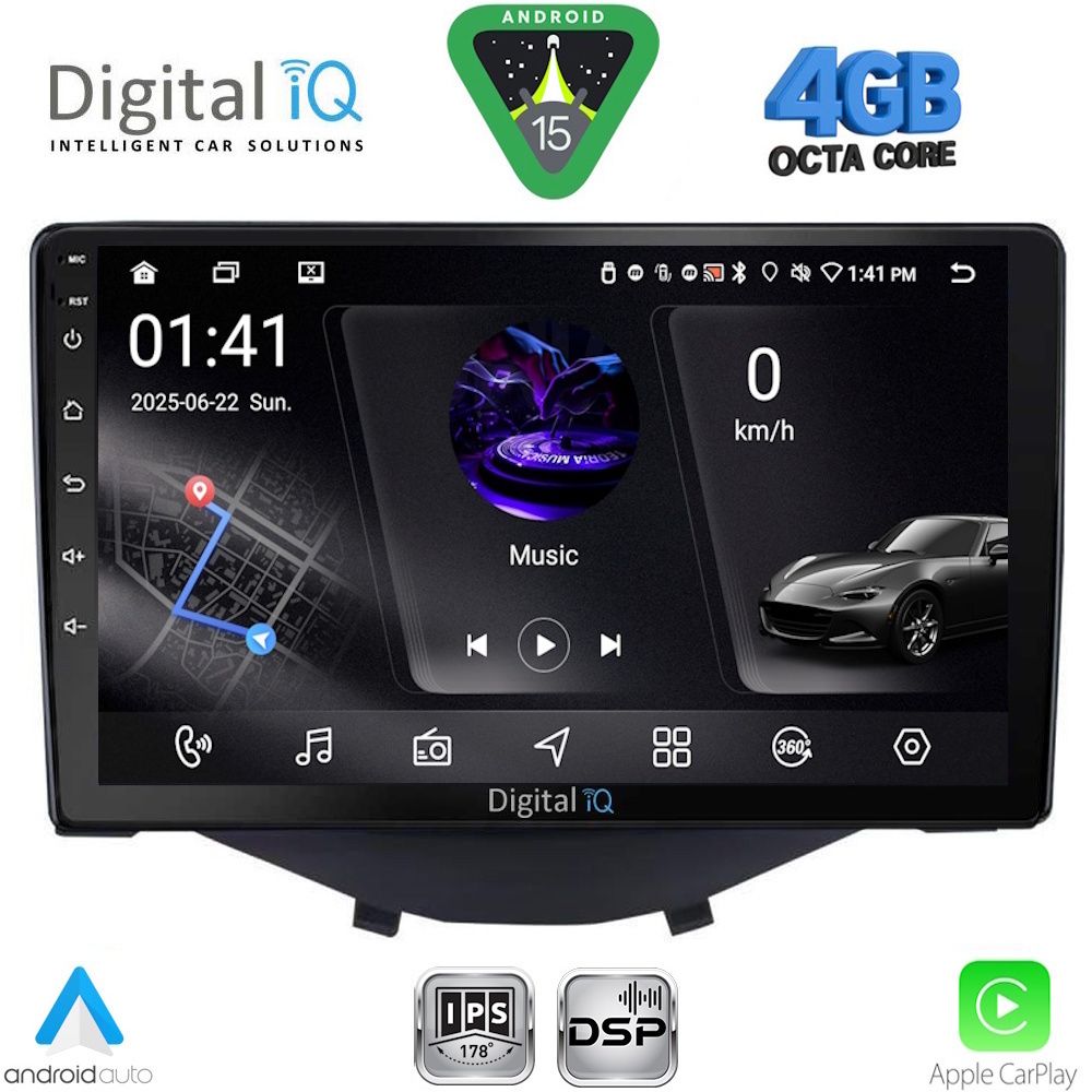 DIGITAL IQ RSG 6715_CPA CLIMA-A/C (9inc) MULTIMEDIA TABLET for CITROEN C1 - PEUGEOT 108 - TOYOTA AYGO mod. 2014-2022