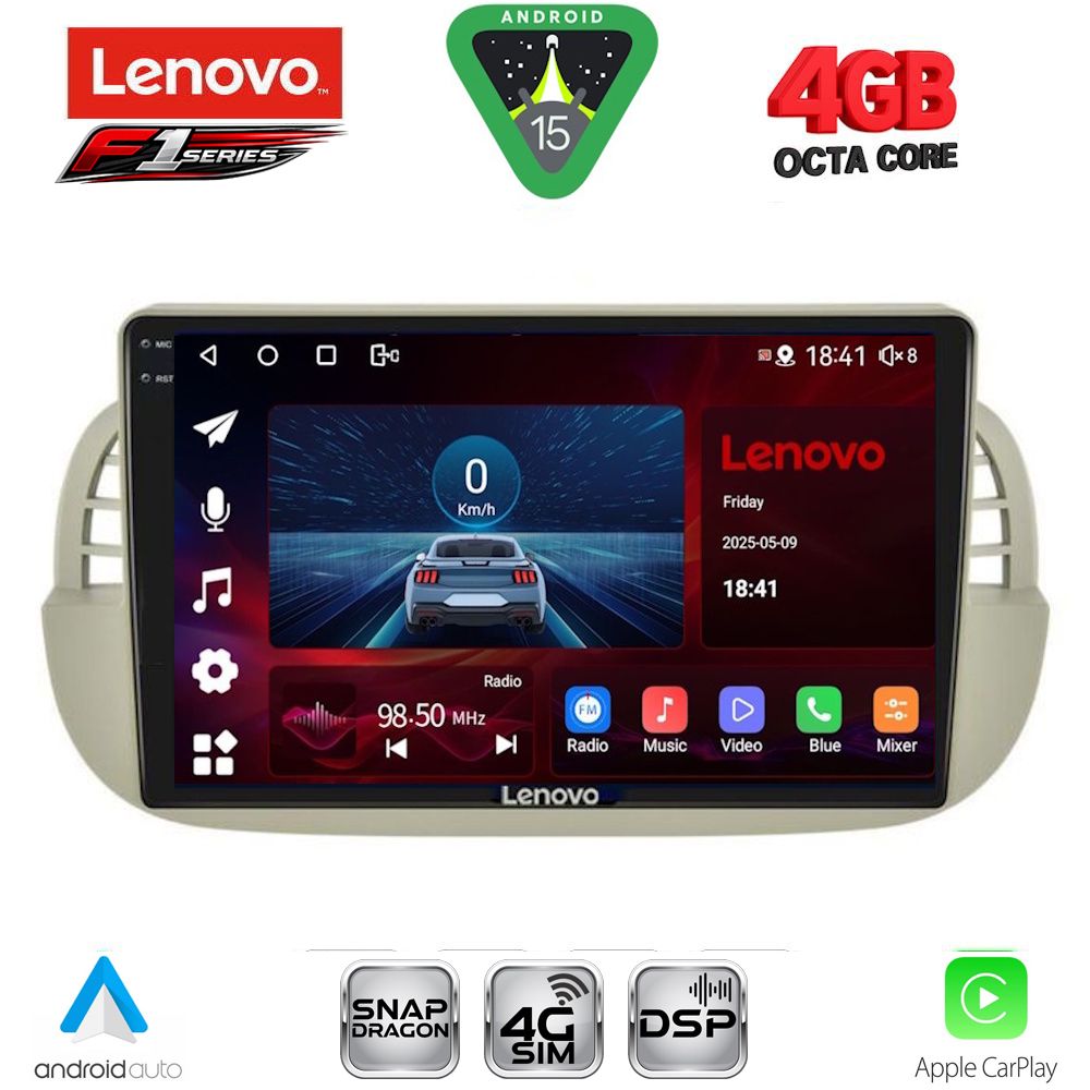 LENOVO SSQ 9130BG_CPA (9inc) MULTIMEDIA TABLET for FIAT 500 mod. 2007-2015 (BEIGE)