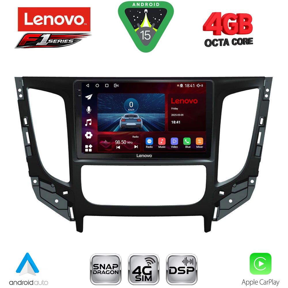 LENOVO SSQ 9437_CPA CLIMA (9inc) MULTIMEDIA TABLET for MITSUBISHI L200 mod. 2015-2019 with CLIMA