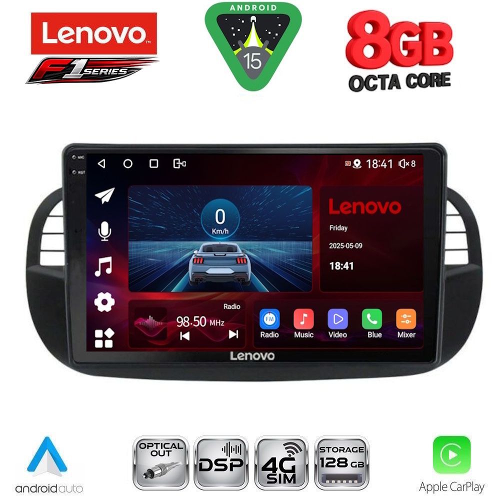 LENOVO SSR 10130BL_CPA (9inc) MULTIMEDIA TABLET for FIAT 500 mod. 2007-2015 (BLACK)
