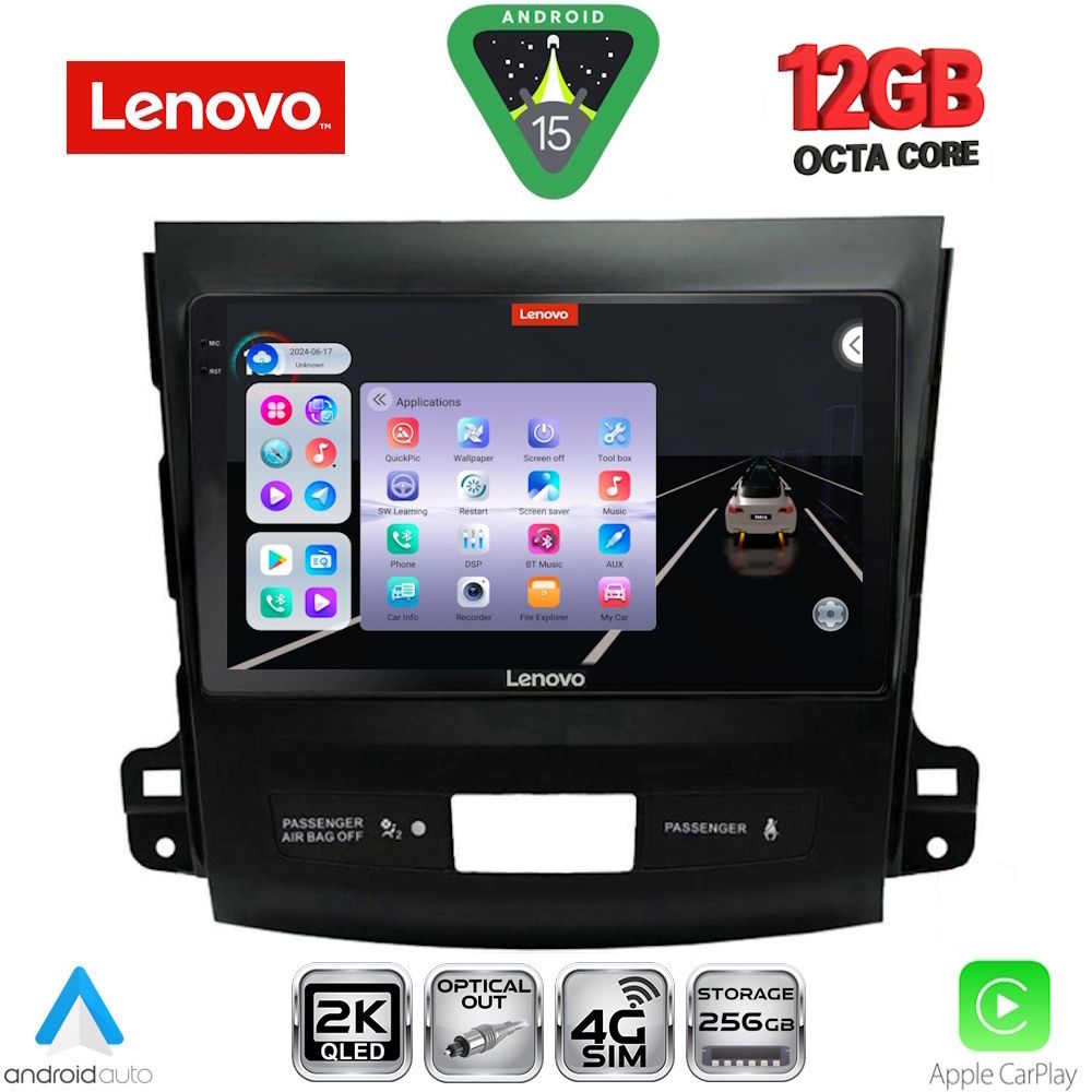 LENOVO SSZ 12442_CPA (9inc) MULTIMEDIA TABLET for CITROEN C-CROSSER | MITSUBISHI OUTLANDER | PEUGEOT 4007  mod. 2006-2012