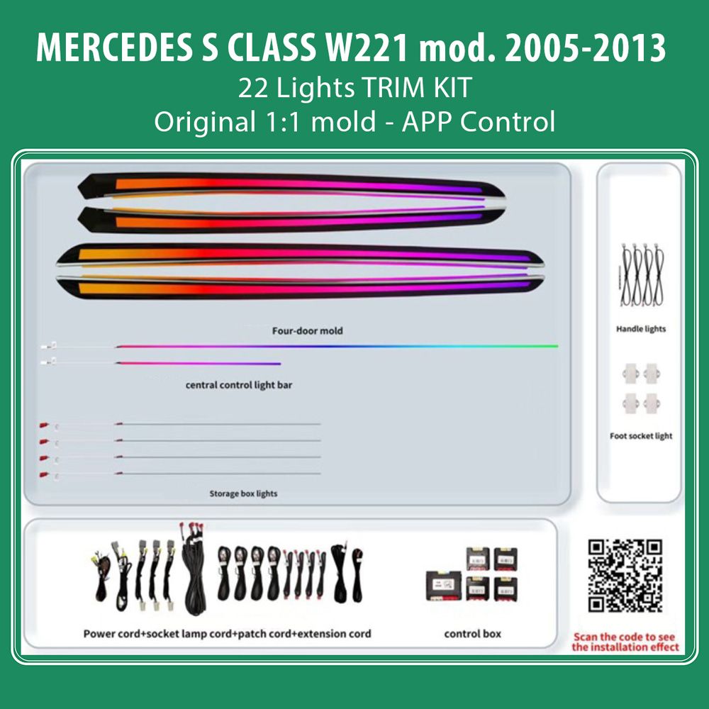 DIQ AMBIENT BENZ HCBC01 TRIM (Digital iQ Ambient Light for Mercedes S (W221) mod. 2005-2013 with 22 Lights Trim Kit)