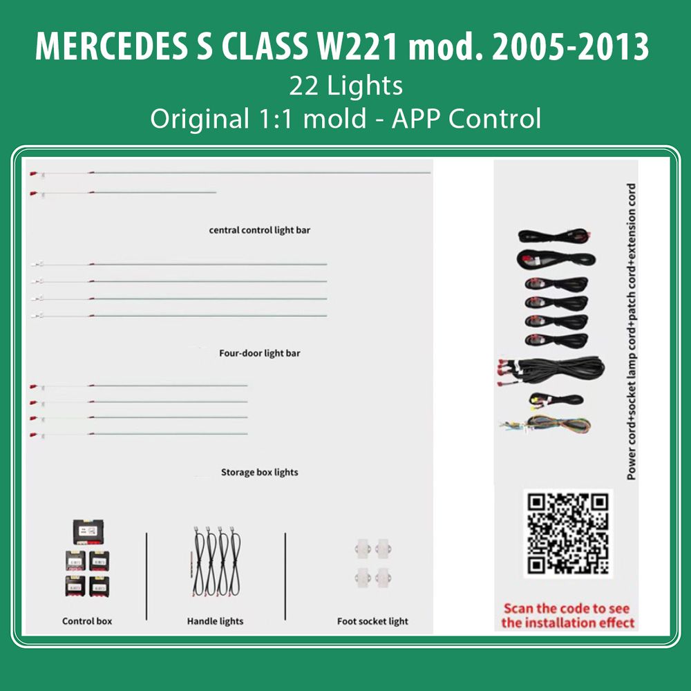 DIQ AMBIENT BENZ BC01 (Digital iQ Ambient Light for Mercedes S (W221) mod. 2005-2013 with 22 Lights)