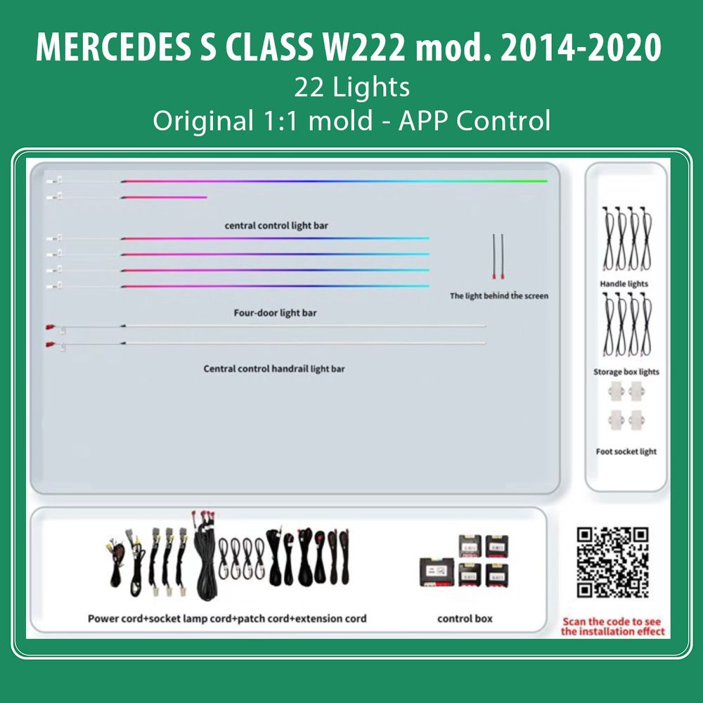 DIQ AMBIENT BENZ BC16 (Digital iQ Ambient Light for Mercedes S (W222) mod. 2014-2020 with 22 Lights)