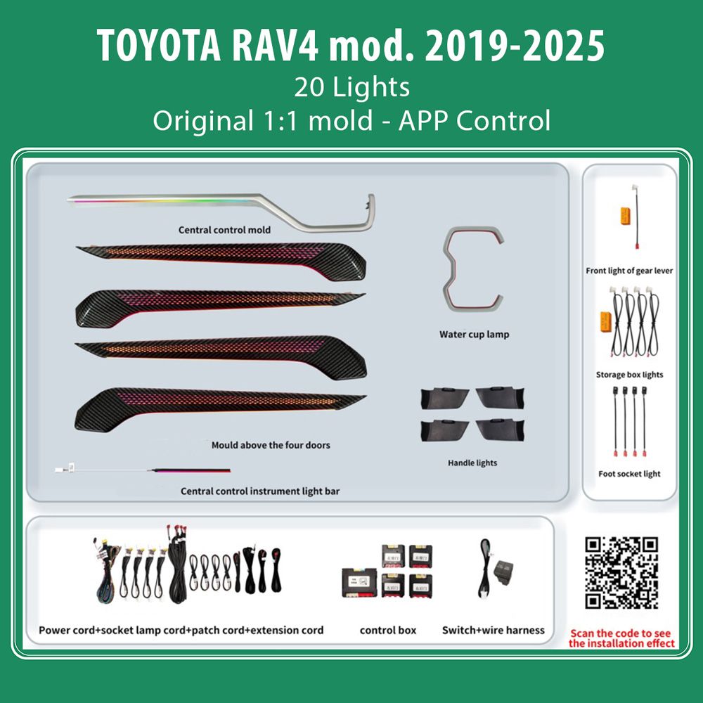 DIQ AMBIENT TOYOTA  FT04H (Digital iQ Ambient Light for Toyota RAV4 mod. 2019-2025 with 20 Lights
