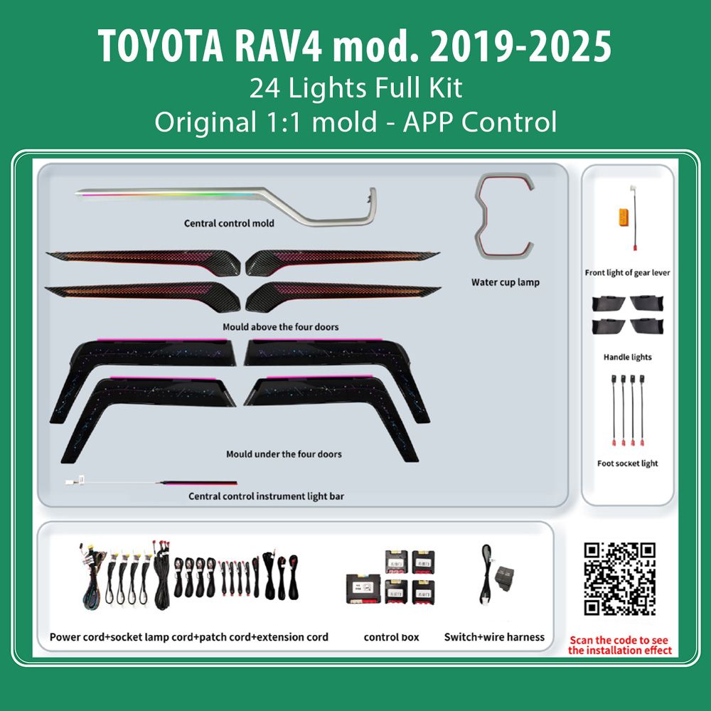 DIQ AMBIENT TOYOTA FTPJ08 (Digital iQ Ambient Light for Toyota RAV4 mod. 2019-2025 with 24 Lights