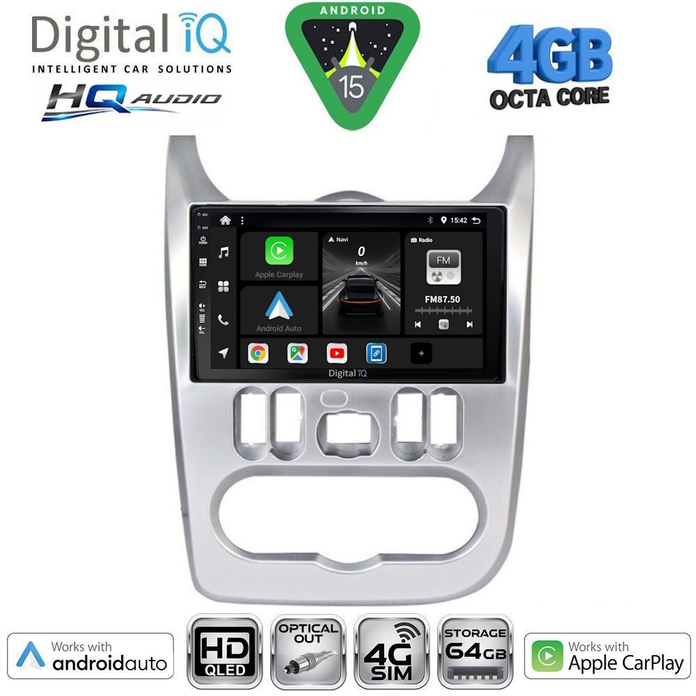 DIGITAL IQ BXK 19101SL_CPAA (9inc) MULTIMEDIA TABLET for DACIA DUSTER – LOGAN – SANDERO mod. 2006-2012 (SILVER)