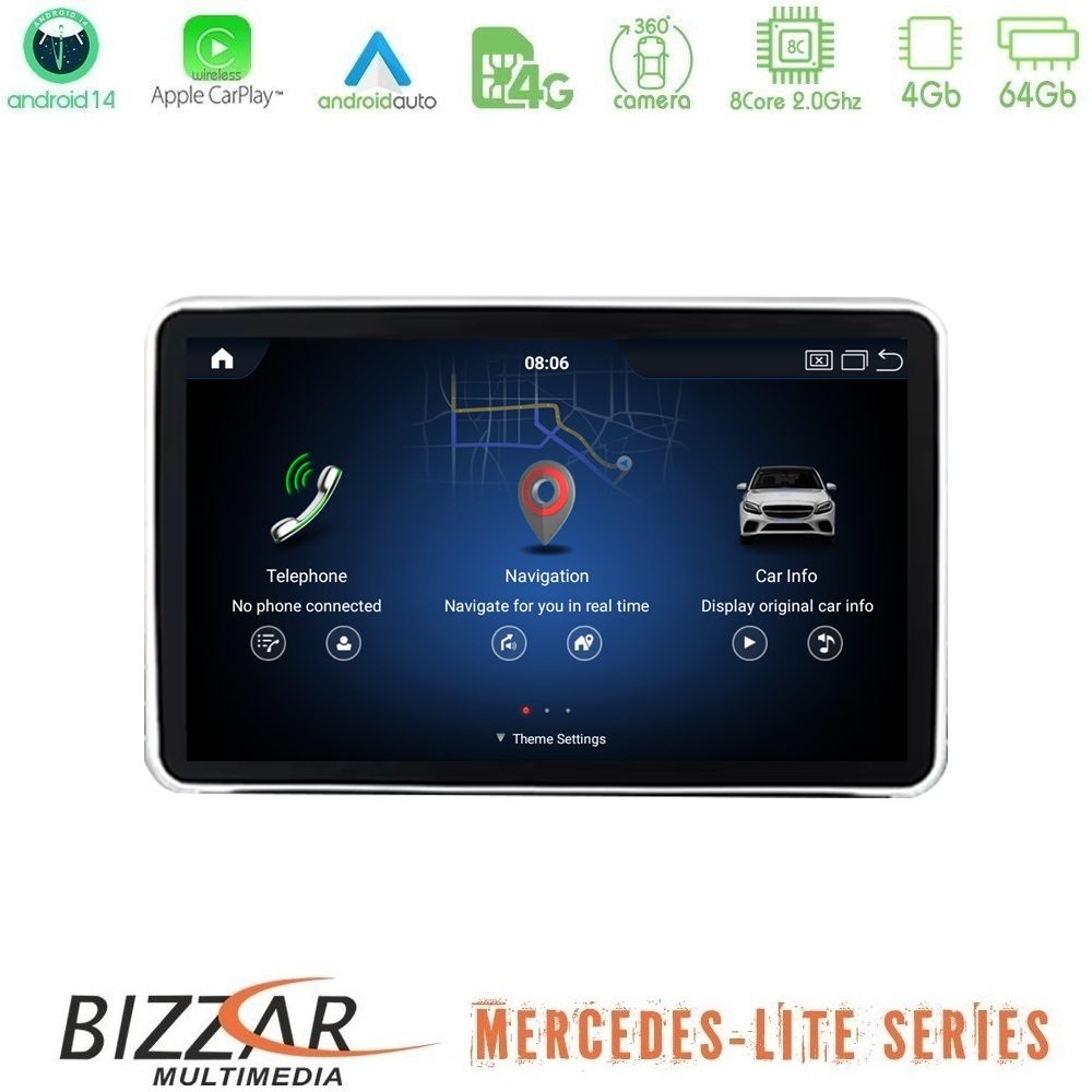 Bizzar Lite Series Mercedes SLK Class (R172) 2011-2015 NTG4.5 Android14 8Core (4+64GB) Navigation Multimedia 9"