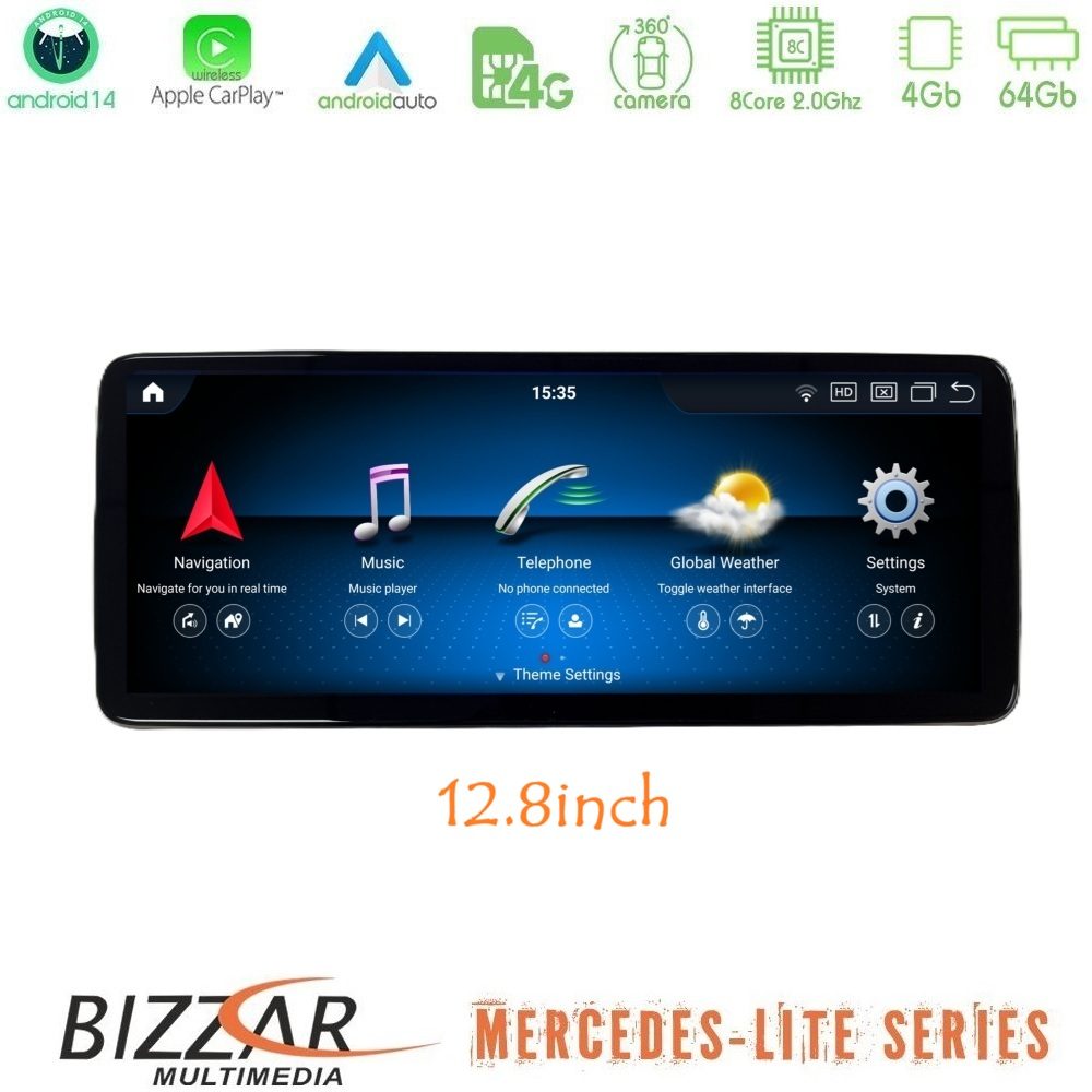 Bizzar Lite Series Mercedes A/CLA/GLA/G Class NTG5 Android14 8Core (4+64GB) Navigation Multimedia 12