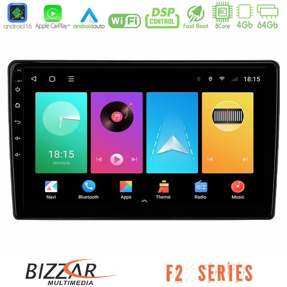 Bizzar F2 Series 8Core Android16 4+64GB  Alfa Romeo 159/Brera/Spider Navigation Multimedia Tablet 9"