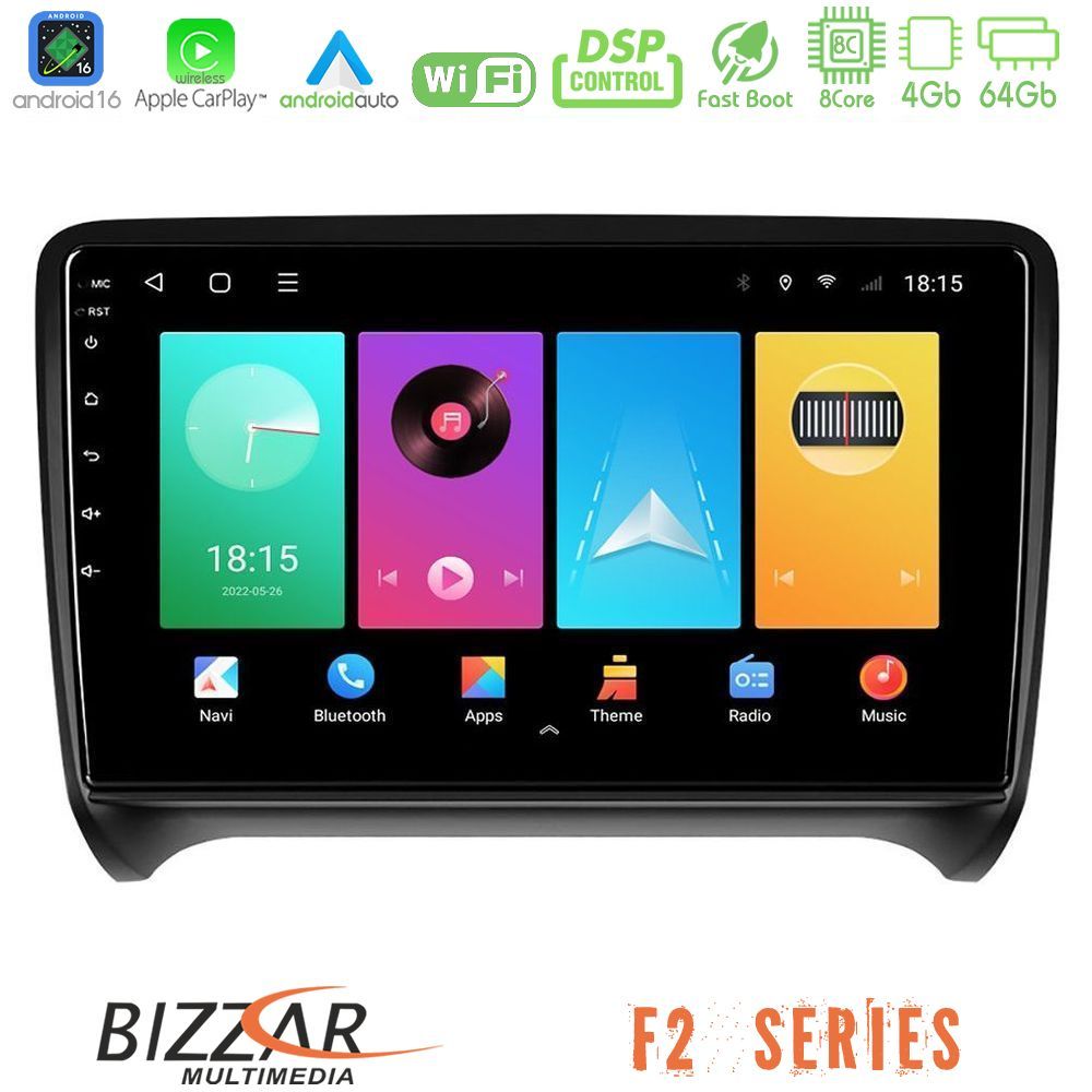 Bizzar F2 Series 8Core Android16 4+64GB Audi TT B7 Navigation Multimedia Tablet 9"