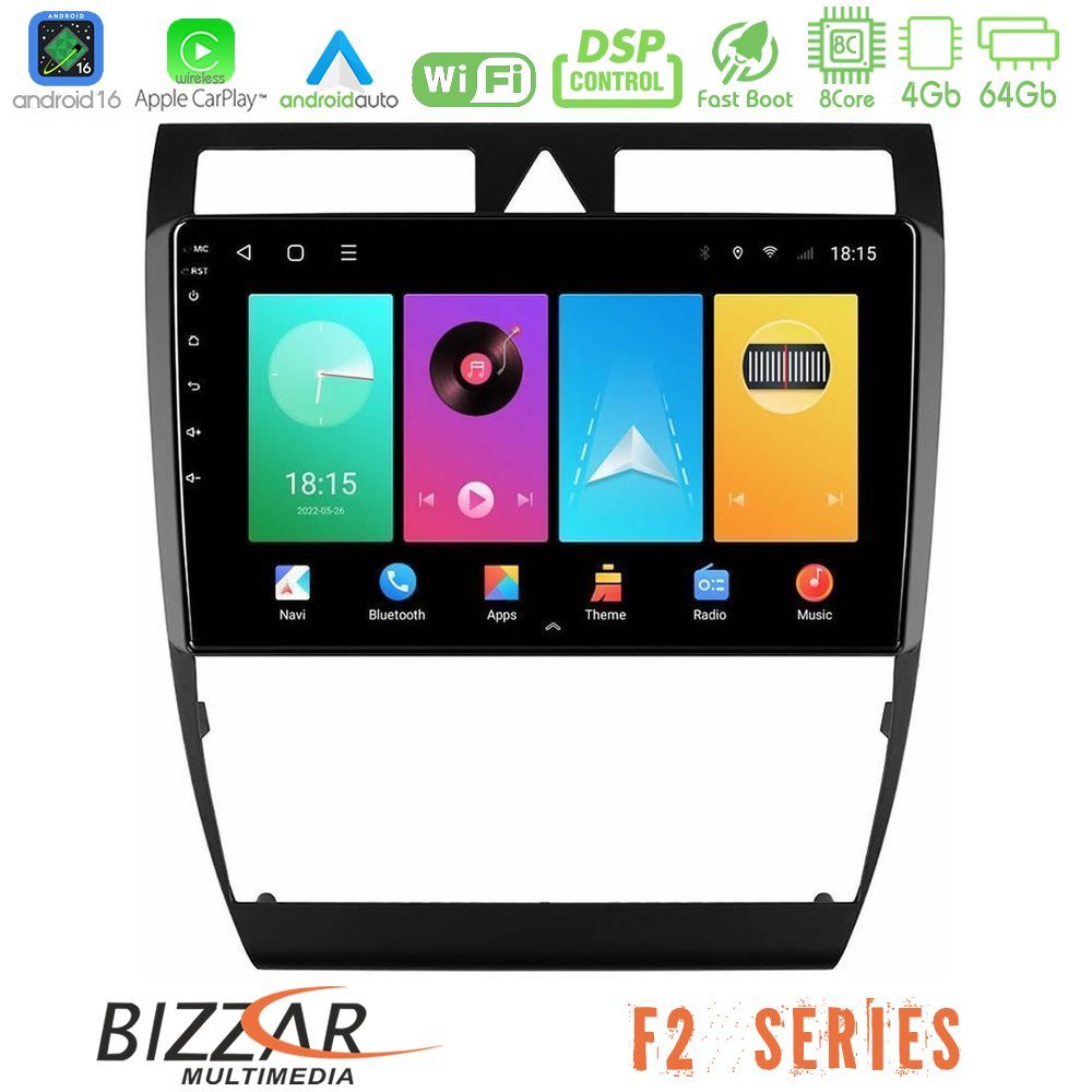 Bizzar F2 Series 8Core Android16 4+64GB Audi A6 (C5) 1997-2004 Navigation Multimedia Tablet 9"