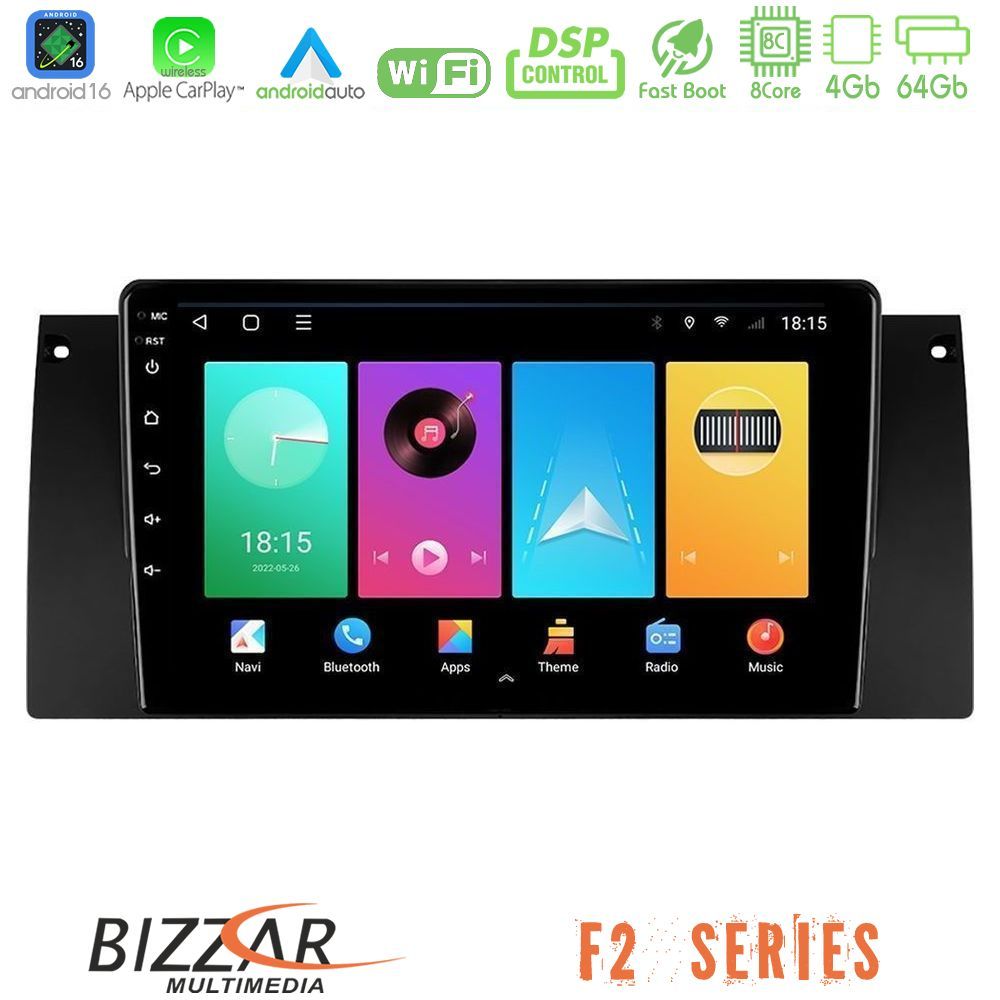 Bizzar F2 Series 8Core Android16 4+64GB BMW 5 Series (E39) / X5 (E53) Navigation Multimedia Tablet 9"