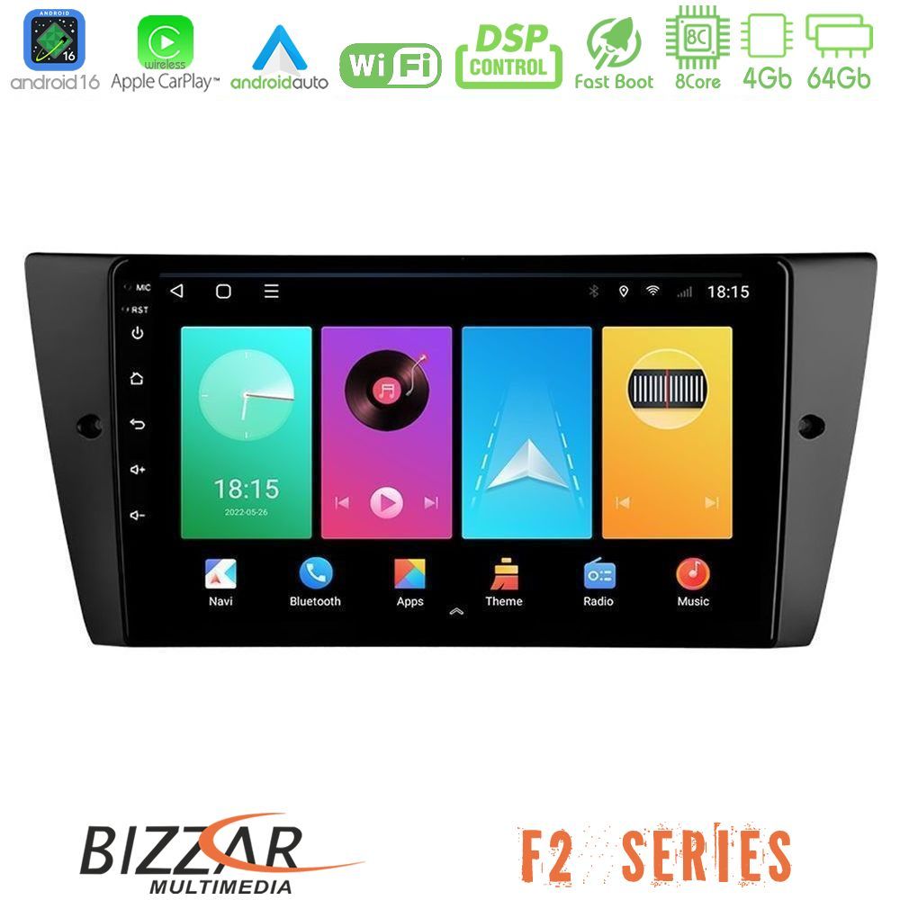 Bizzar F2 Series 8Core Android16 4+64GB BMW 3 Series 2006-2011 Navigation Multimedia Tablet 9"