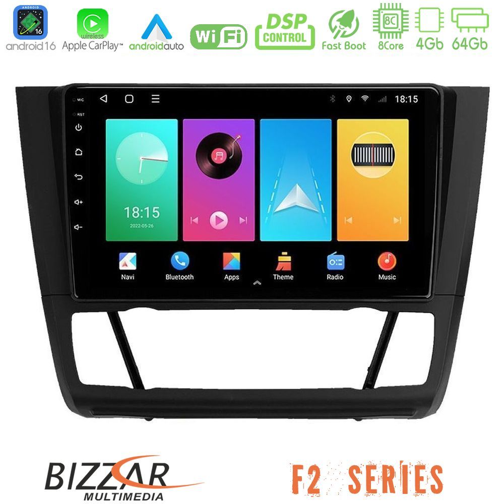 Bizzar F2 Series 8Core Android16 4+64GB  BMW 1Series  E81/E82/E87/E88 (AUTO A/C) Navigation Multimedia Tablet 9"