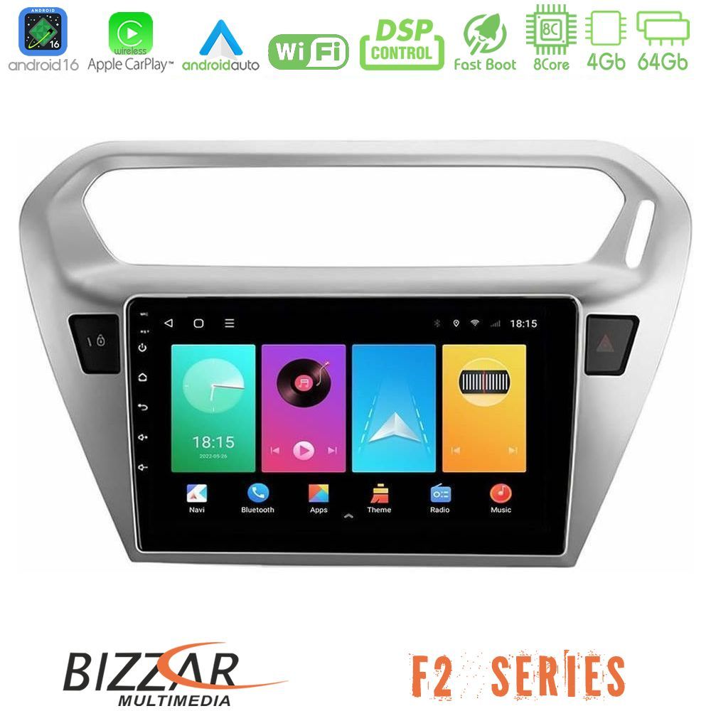 Bizzar F2 Series 8Core Android16 4+64GB Citroën C-Elysée / Peugeot 301 Navigation Multimedia Tablet 9"
