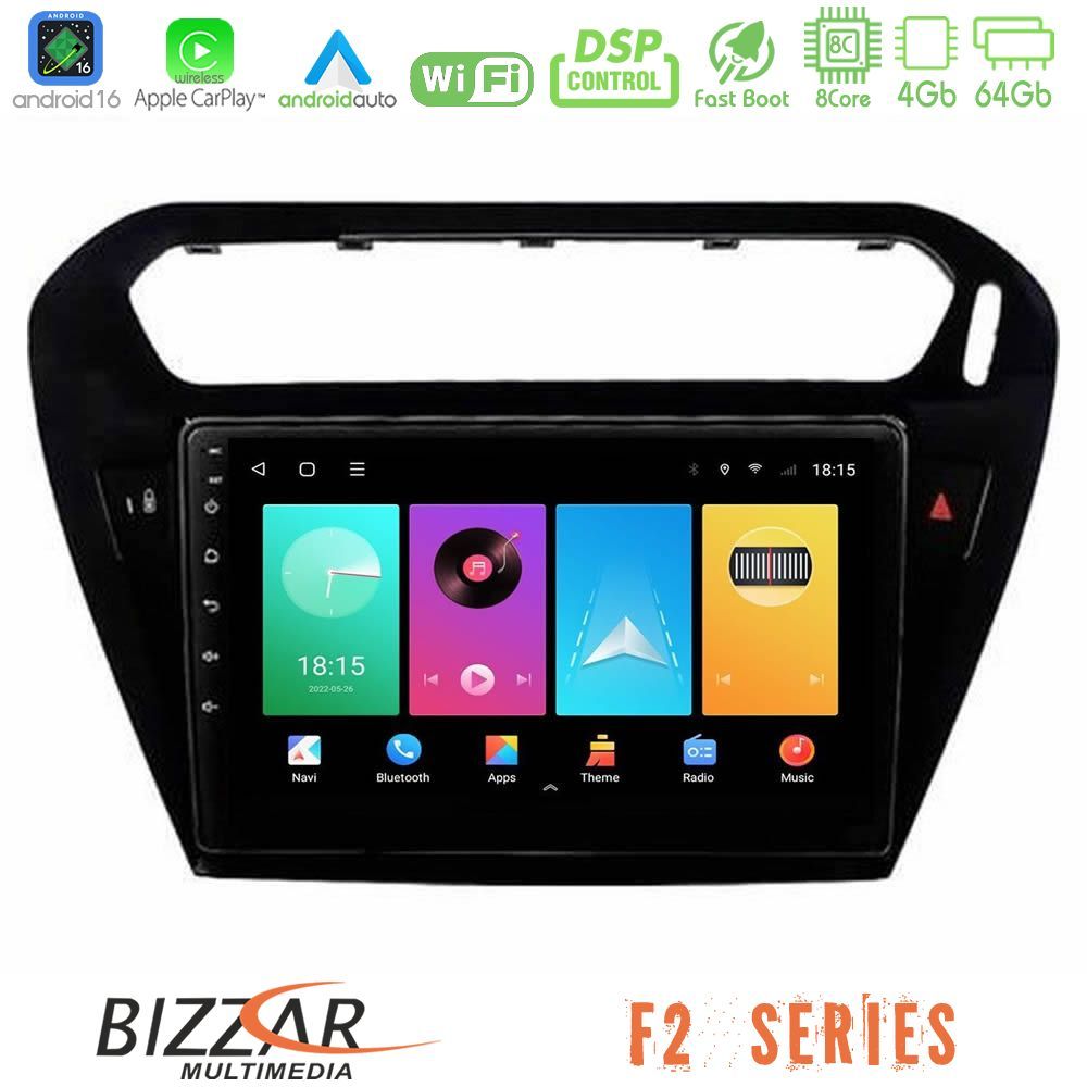 Bizzar F2 Series 8Core Android16 4+64GB Citroen C-Elysee / Peugeot 301 Navigation Multimedia Tablet 9" (Μαύρο))