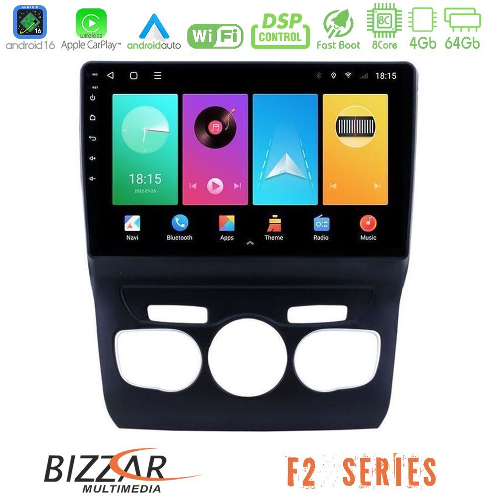 Bizzar F2 Series 8Core Android16 4+64GB Citroen C4L Navigation Multimedia Tablet 10"