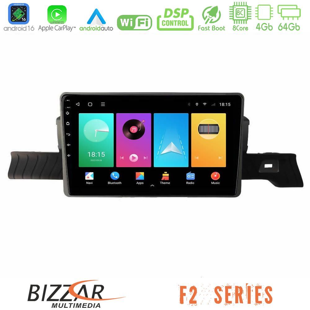 Bizzar F2 Series 8Core Android16 4+64GB Citroen C3 You 2025-> Navigation Multimedia Tablet 9"