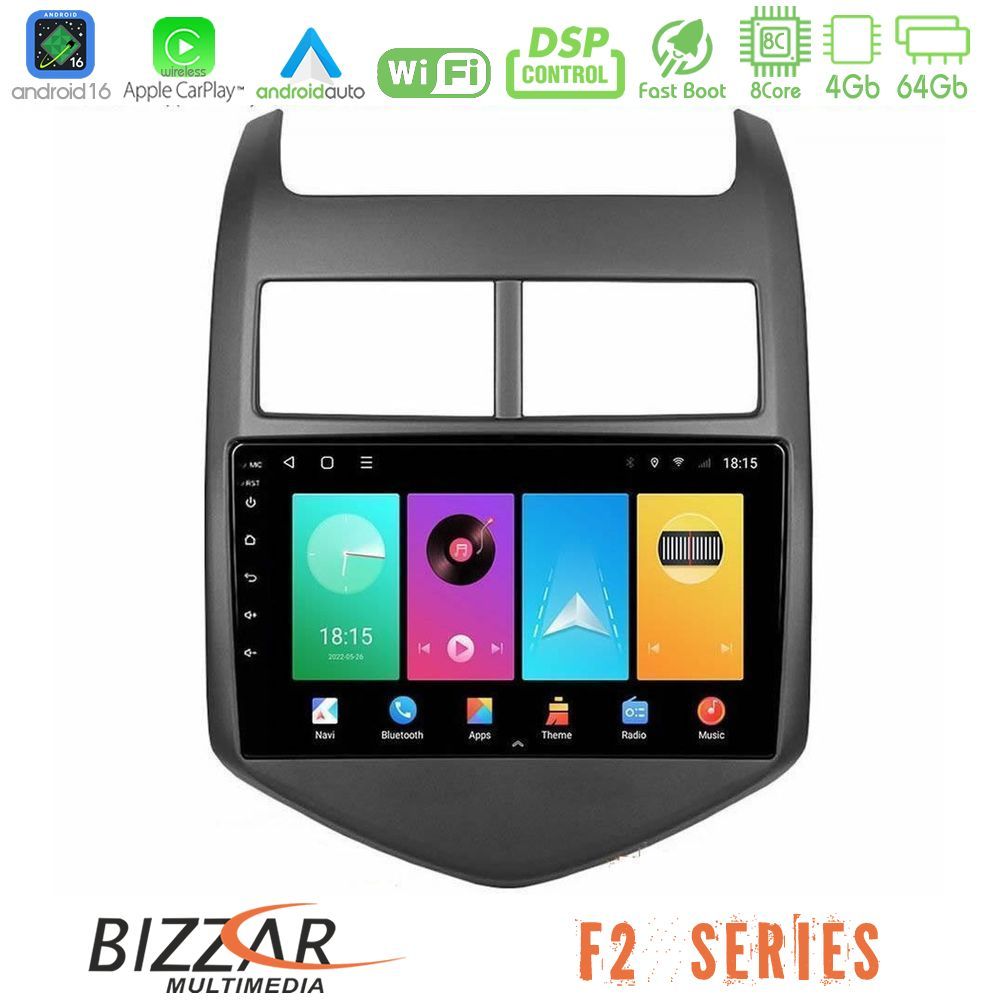 Bizzar F2 Series 8Core Android16 4+64GB Chevrolet Aveo 2011-2017 Navigation Multimedia Tablet 9"