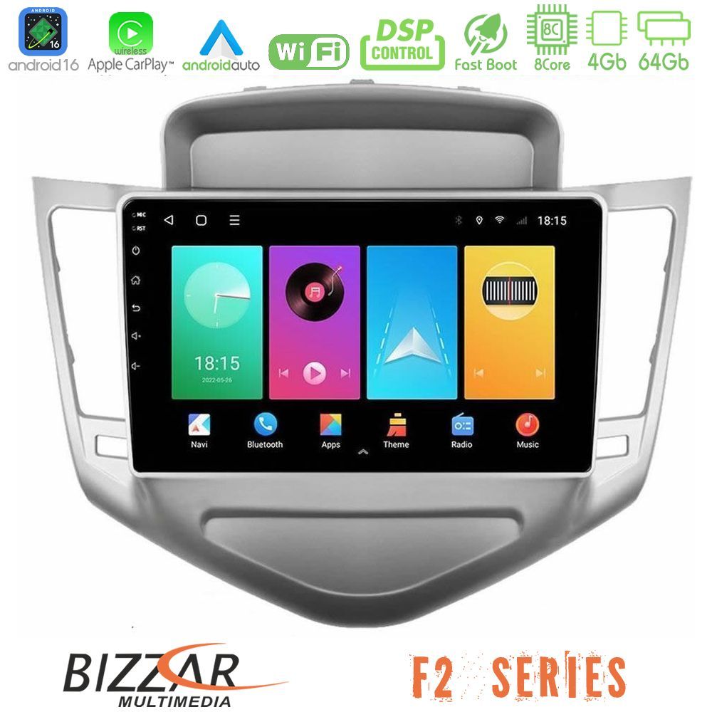 Bizzar F2 Series 8Core Android16 4+64GB Chevrolet Cruze 2009-2012 Navigation Multimedia Tablet 9"