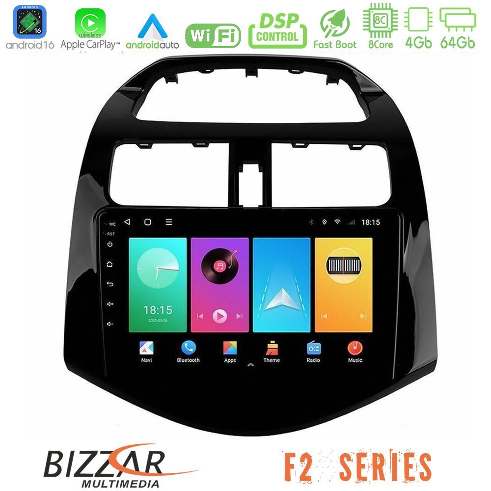Bizzar F2 Series 8Core Android16 4+64GB Chevrolet Spark 2009-2015 Navigation Multimedia Tablet 9"