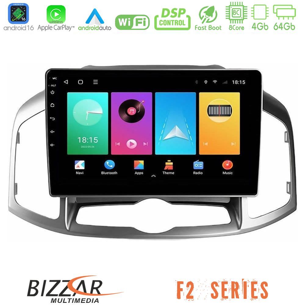 Bizzar F2 Series 8Core Android16 4+64GB Chevrolet Captiva 2012-2016 Navigation Multimedia Tablet 9"