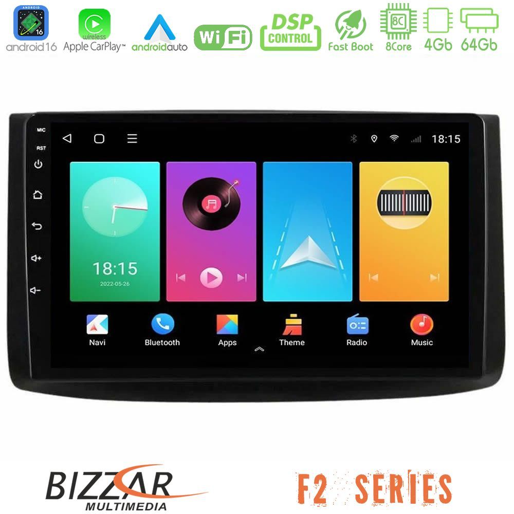 Bizzar F2 Series 8Core Android16 4+64GB Chevrolet Aveo 2006-2010 Navigation Multimedia Tablet 9"
