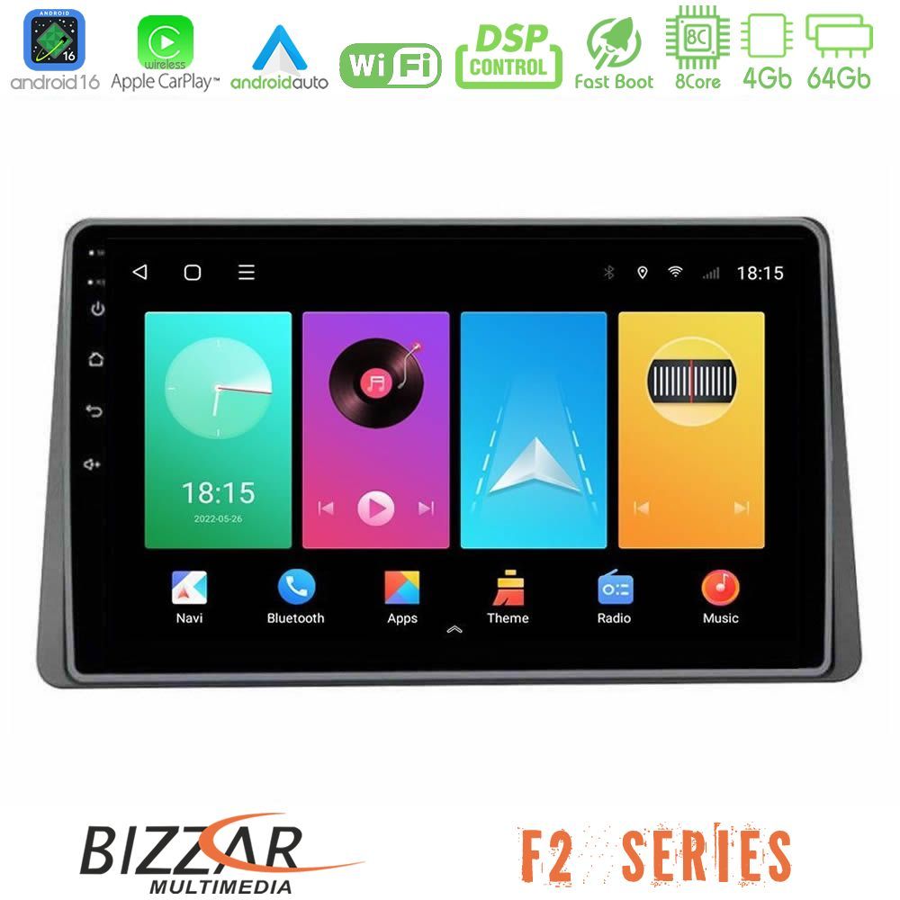 Bizzar F2 Series 8Core Android16 4+64GB Dacia Duster 2023-2024 Navigation Multimedia Tablet 10"
